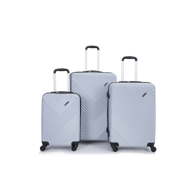 Expandable 3 Piece Luggage Sets PC Lightweight Suitcase with Two Hooks, Spinner Wheels, TSA Lock, (20/24/28), Silver